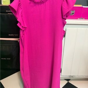 MTS Fuchsia Ruffle Sleeve Top